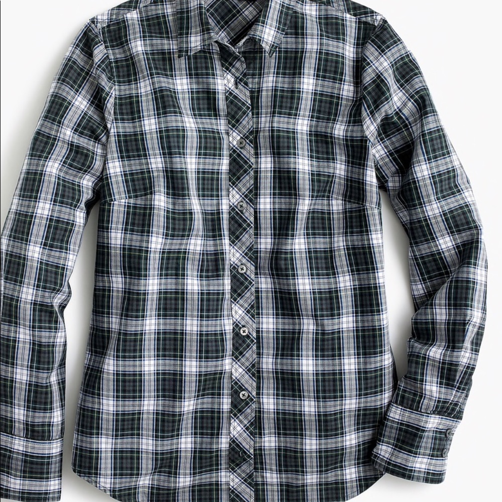 NWT J. Crew Perfect Shirt Tartan Green Size 10